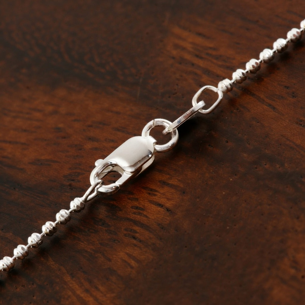 20" CYLINDER BEAD CHAIN - STERLING SILVER x 1.3 MM